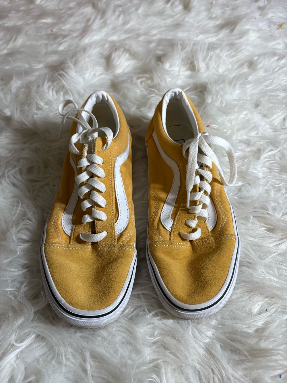 Yellow Canvas Low-Top Sneakers with White Stripe